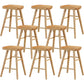 Industrial Armless Counter High Stool Solid Wood Backless Bistro Bar Stool with 4 Legs