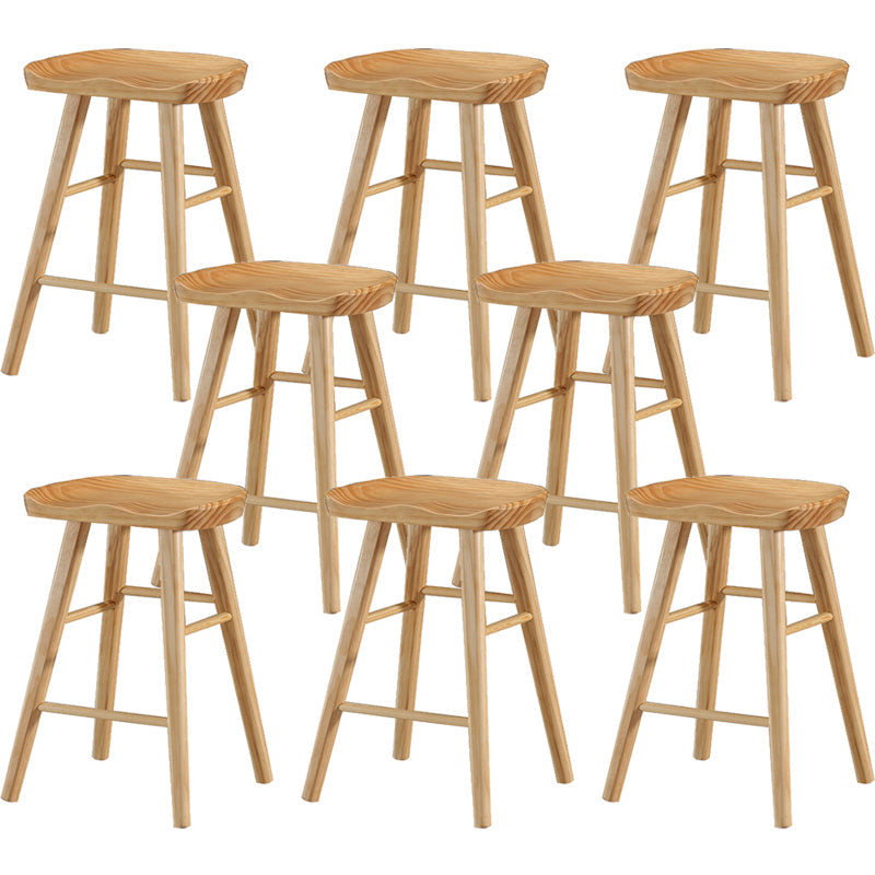 Industrial Armless Counter High Stool Solid Wood Backless Bistro Bar Stool with 4 Legs