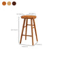 Industrial Armless Counter High Stool Solid Wood Backless Bistro Bar Stool with 4 Legs