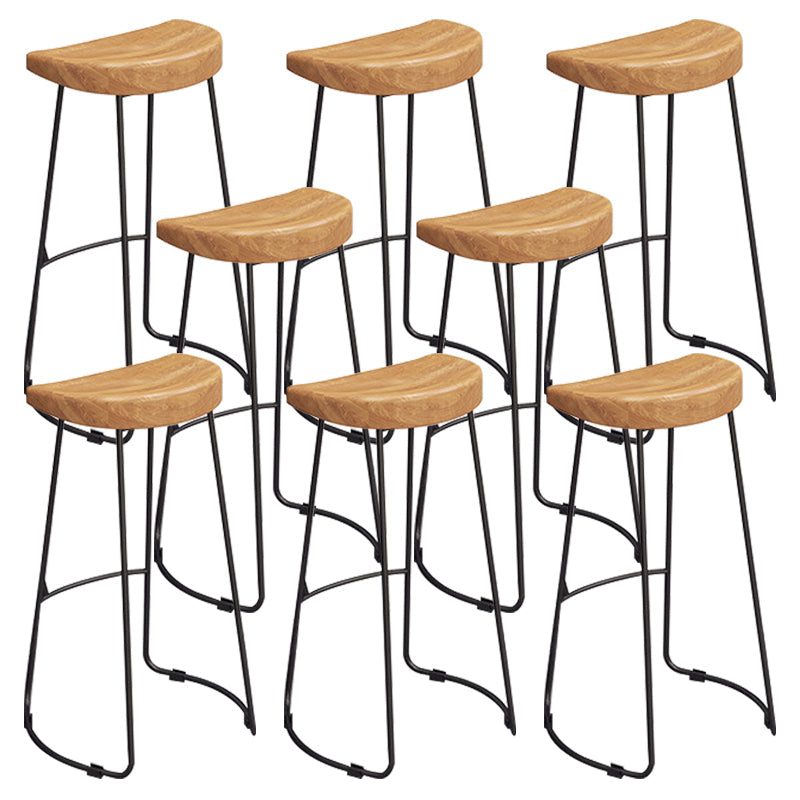 Contemporary Wood Bar Stool Metal Bar Stool with Contoured Seat Black 8 Piece Set Clearhalo 'Bar Furniture' 'Bar Stools' 'bar_stools' 'furn' 'furn_bar_stools' 'Furniture' 'Kitchen & Dining Furniture' 6185896