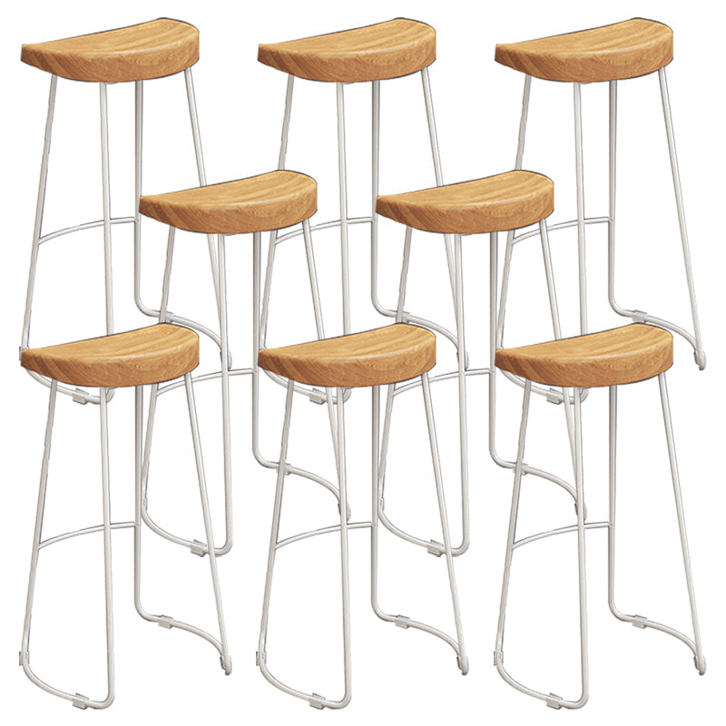 Contemporary Wood Bar Stool Metal Bar Stool with Contoured Seat White 8 Piece Set Clearhalo 'Bar Furniture' 'Bar Stools' 'bar_stools' 'furn' 'furn_bar_stools' 'Furniture' 'Kitchen & Dining Furniture' 6185900