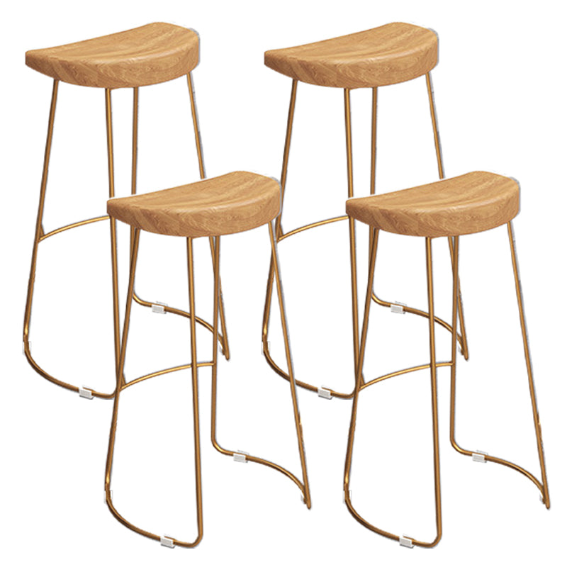 Contemporary Wood Bar Stool Metal Bar Stool with Contoured Seat Gold 4 Piece Set Clearhalo 'Bar Furniture' 'Bar Stools' 'bar_stools' 'furn' 'furn_bar_stools' 'Furniture' 'Kitchen & Dining Furniture' 6185902