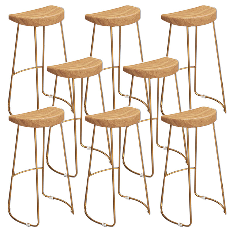 Contemporary Wood Bar Stool Metal Bar Stool with Contoured Seat Gold 8 Piece Set Clearhalo 'Bar Furniture' 'Bar Stools' 'bar_stools' 'furn' 'furn_bar_stools' 'Furniture' 'Kitchen & Dining Furniture' 6185904