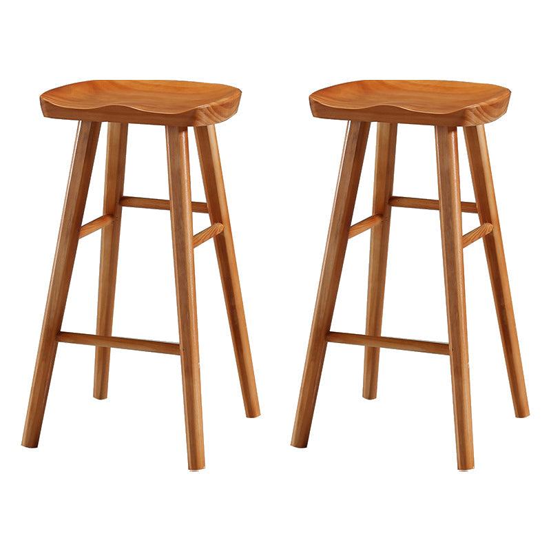Modern Armless Backless Counter Stool Wood Cafe Bar Stool with Pedal