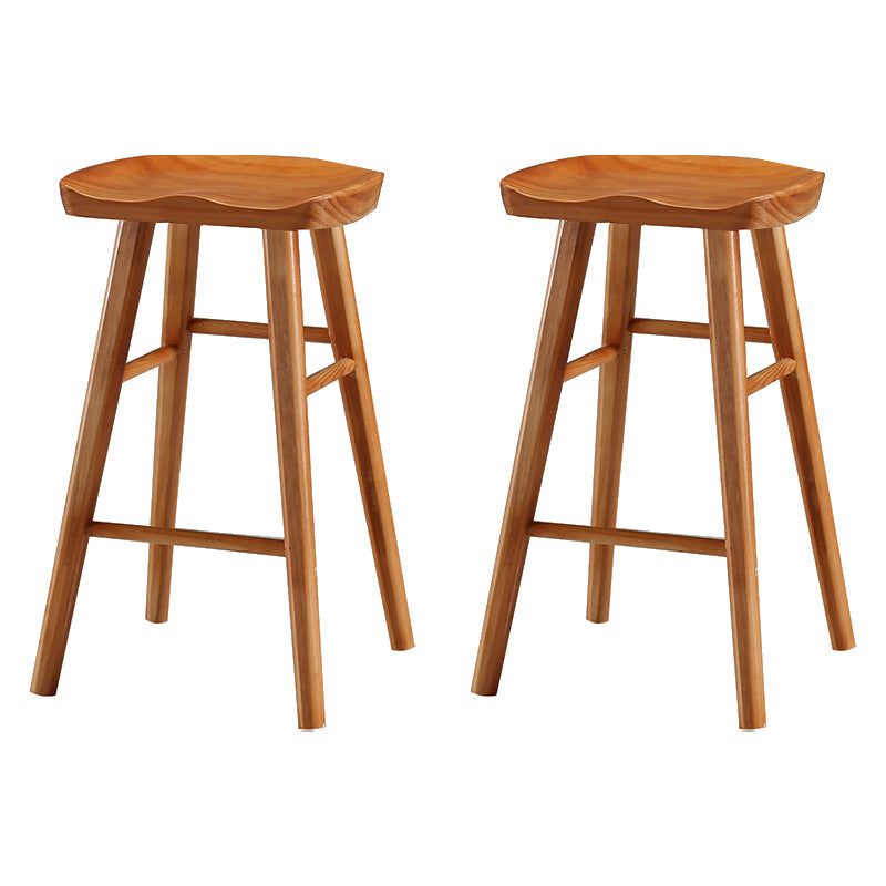 Modern Armless Backless Counter Stool Wood Cafe Bar Stool with Pedal