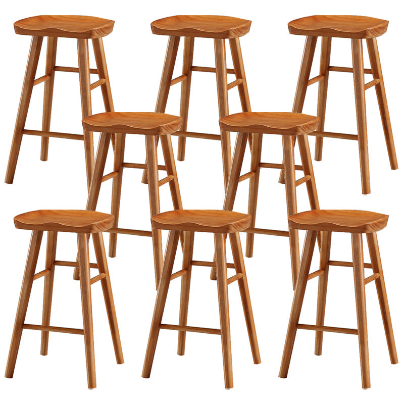 Modern Armless Backless Counter Stool Wood Cafe Bar Stool with Pedal