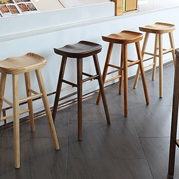 Modern Armless Backless Counter Stool Wood Cafe Bar Stool with Pedal