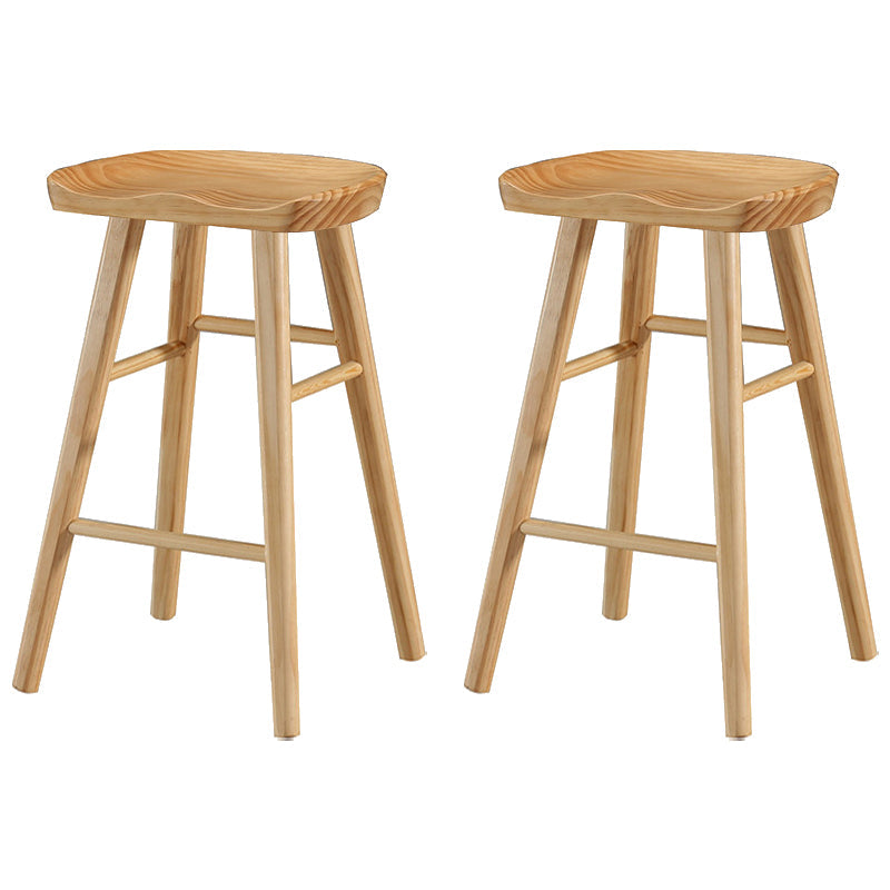 Modern Armless Backless Counter Stool Wood Cafe Bar Stool with Pedal