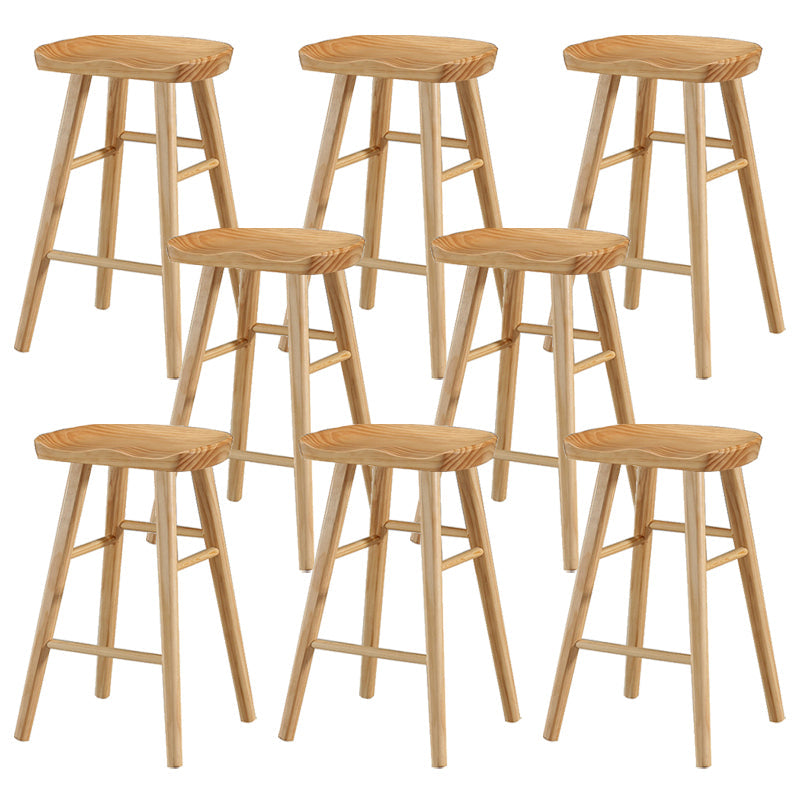 Modern Armless Backless Counter Stool Wood Cafe Bar Stool with Pedal