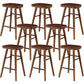 Modern Armless Backless Counter Stool Wood Cafe Bar Stool with Pedal