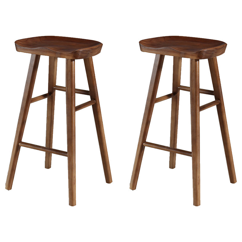 Modern Armless Backless Counter Stool Wood Cafe Bar Stool with Pedal