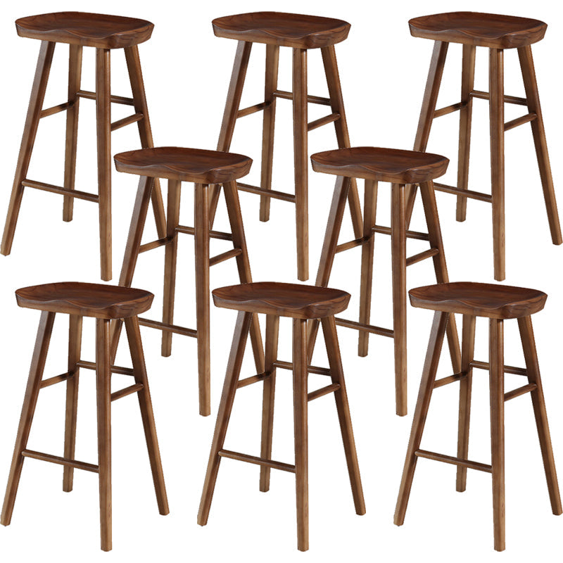 Modern Armless Backless Counter Stool Wood Cafe Bar Stool with Pedal