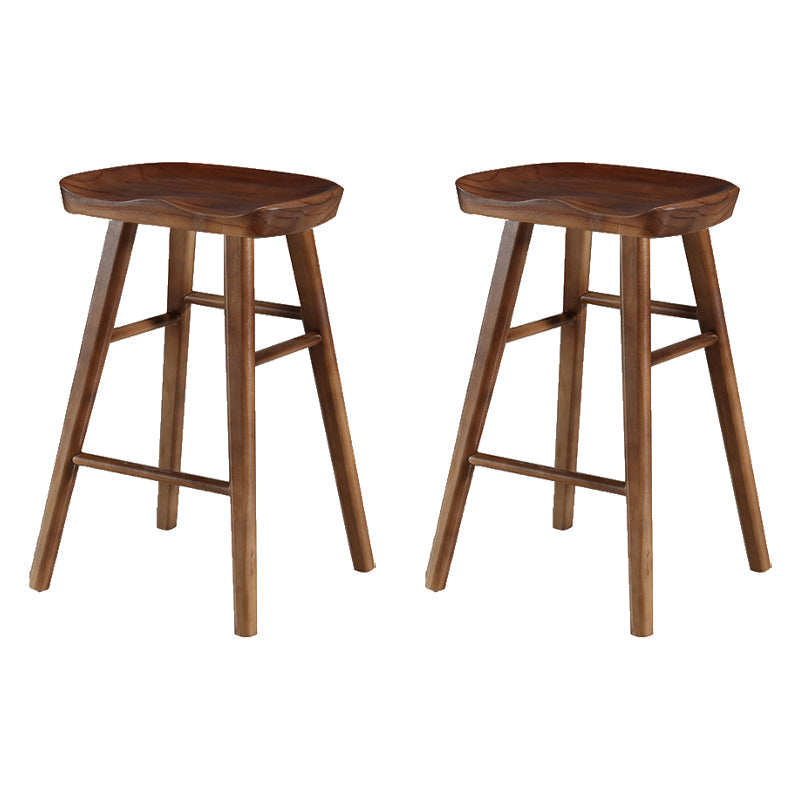 Modern Armless Backless Counter Stool Wood Cafe Bar Stool with Pedal