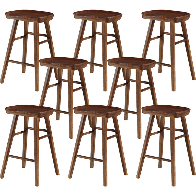 Modern Armless Backless Counter Stool Wood Cafe Bar Stool with Pedal