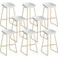 Taburete de bar sin brazos de metal de estilo contemporáneo, taburete de bar de cuero PU para cocina