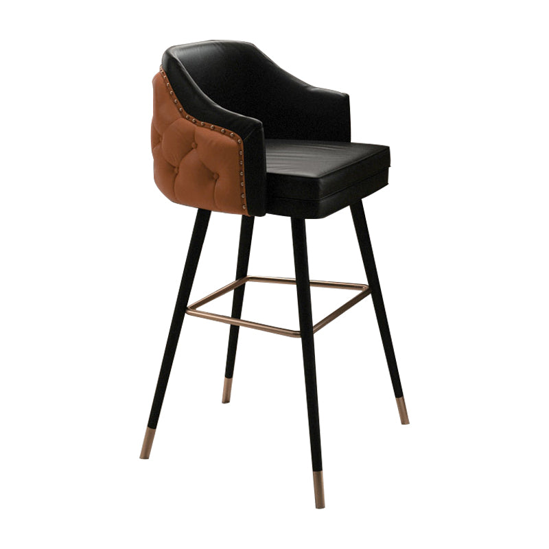 Tabouret de comptoir de dossier d'accoudoir moderne tabouret de Bar de café en fer avec coussin et pédale