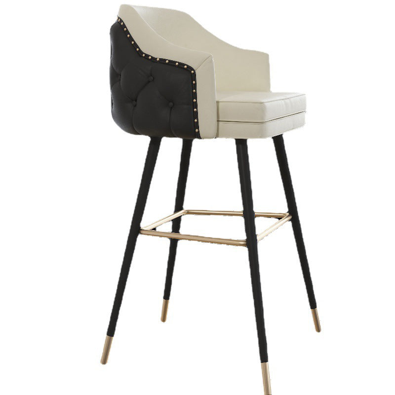Tabouret de comptoir de dossier d'accoudoir moderne tabouret de Bar de café en fer avec coussin et pédale