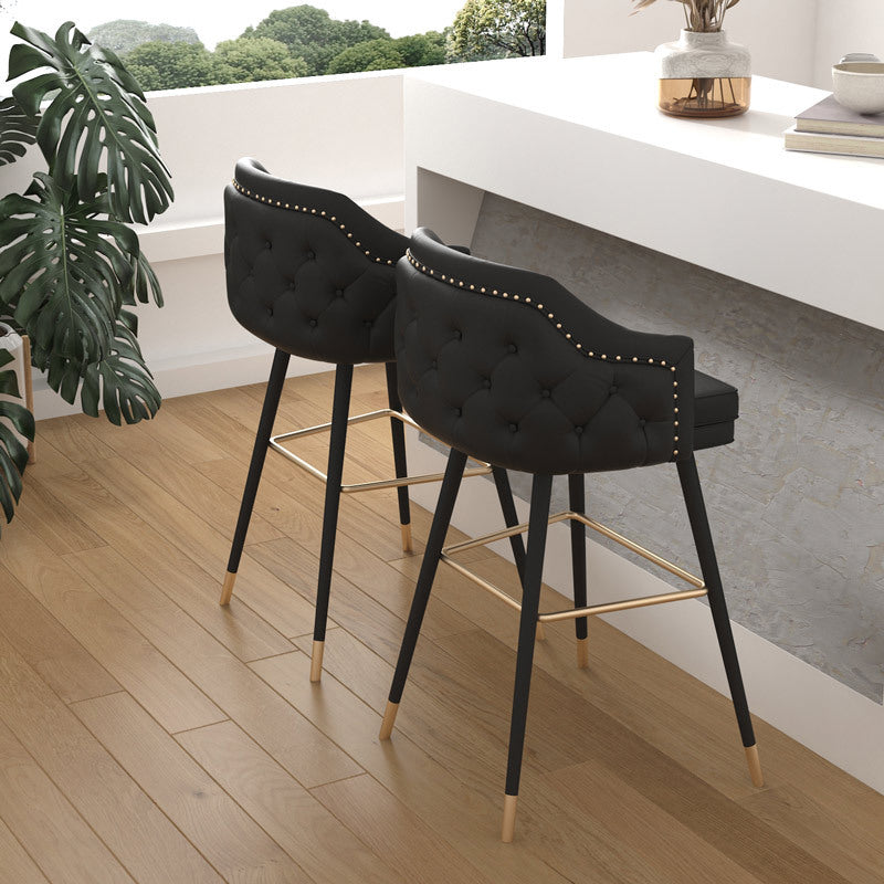 Tabouret de comptoir de dossier d'accoudoir moderne tabouret de Bar de café en fer avec coussin et pédale