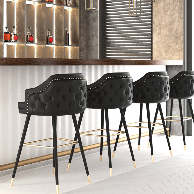 Tabouret de comptoir de dossier d'accoudoir moderne tabouret de Bar de café en fer avec coussin et pédale