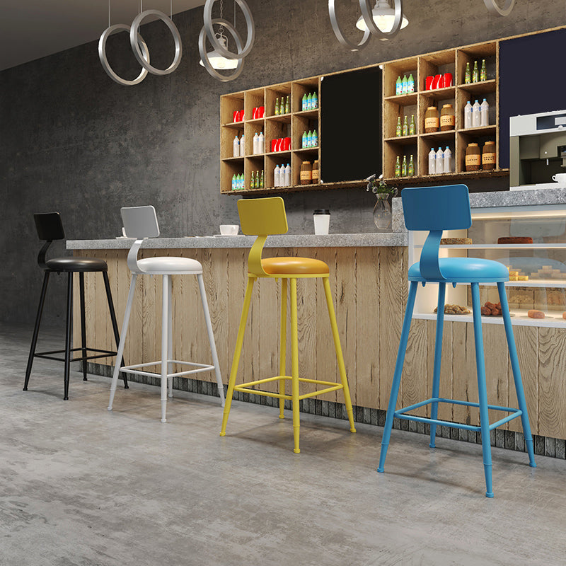 Contemporary PU Leather Bar-stool Round Seat Counter Bar Stool with Metal Legs Clearhalo 'Bar Furniture' 'Bar Stools' 'bar_stools' 'furn' 'furn_bar_stools' 'Furniture' 'Kitchen & Dining Furniture' 6186040