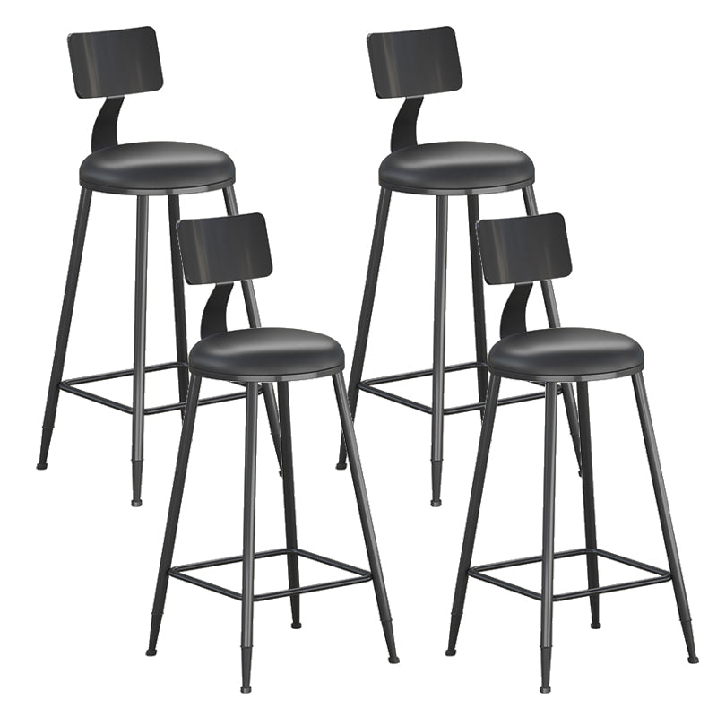 Contemporary PU Leather Bar-stool Round Seat Counter Bar Stool with Metal Legs Black 4 Piece Set Clearhalo 'Bar Furniture' 'Bar Stools' 'bar_stools' 'furn' 'furn_bar_stools' 'Furniture' 'Kitchen & Dining Furniture' 6186041