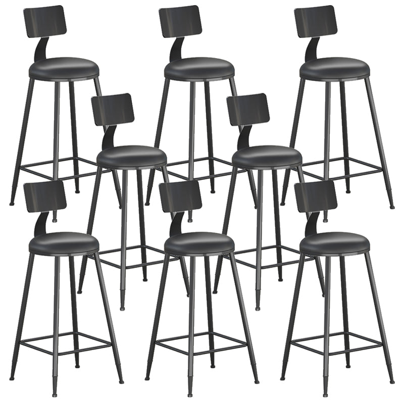 Contemporary PU Leather Bar-stool Round Seat Counter Bar Stool with Metal Legs Black 8 Piece Set Clearhalo 'Bar Furniture' 'Bar Stools' 'bar_stools' 'furn' 'furn_bar_stools' 'Furniture' 'Kitchen & Dining Furniture' 6186042