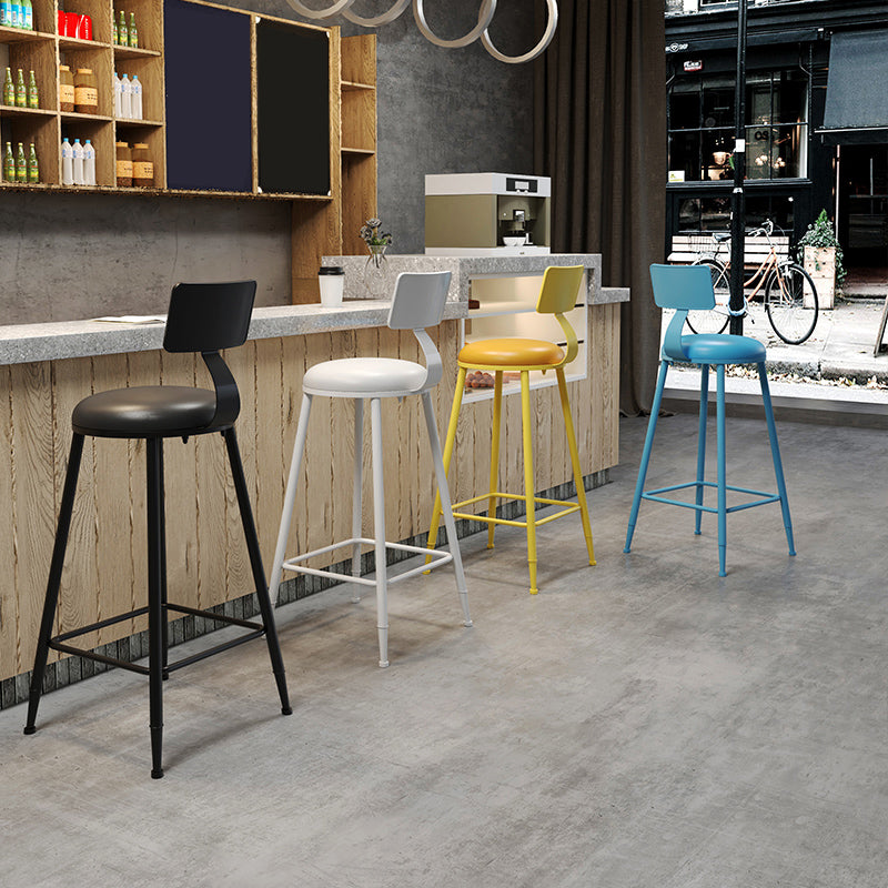 Contemporary PU Leather Bar-stool Round Seat Counter Bar Stool with Metal Legs Clearhalo 'Bar Furniture' 'Bar Stools' 'bar_stools' 'furn' 'furn_bar_stools' 'Furniture' 'Kitchen & Dining Furniture' 6186043