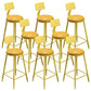 Contemporary PU Leather Bar-stool Round Seat Counter Bar Stool with Metal Legs Yellow 8 Piece Set Clearhalo 'Bar Furniture' 'Bar Stools' 'bar_stools' 'furn' 'furn_bar_stools' 'Furniture' 'Kitchen & Dining Furniture' 6186046