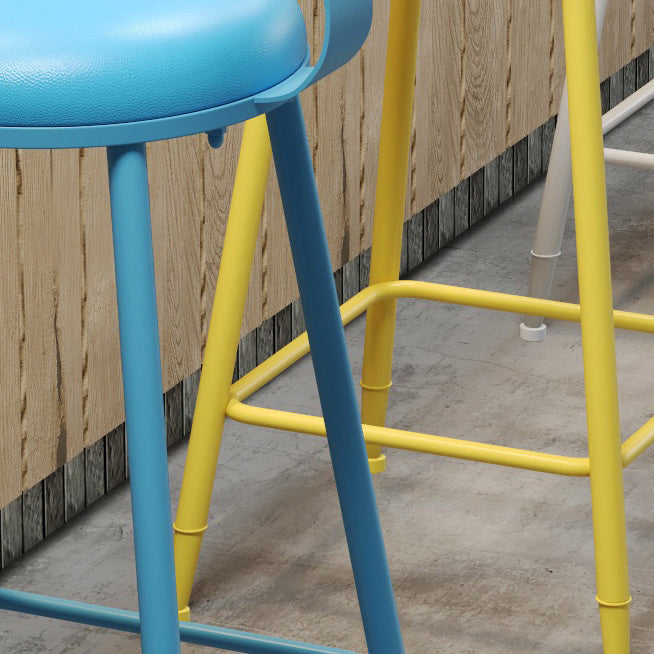 Contemporary PU Leather Bar-stool Round Seat Counter Bar Stool with Metal Legs Clearhalo 'Bar Furniture' 'Bar Stools' 'bar_stools' 'furn' 'furn_bar_stools' 'Furniture' 'Kitchen & Dining Furniture' 6186052