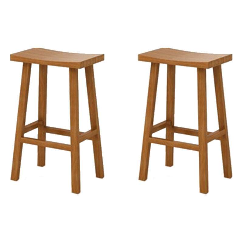 Industrial Armless Counter High Stool Solid Wood Backless Bistro Pub Stool with 4 Legs Dark Wood 2 Piece Set Clearhalo 'Bar Furniture' 'Bar Stools' 'bar_stools' 'furn' 'furn_bar_stools' 'Furniture' 'Kitchen & Dining Furniture' 6186059