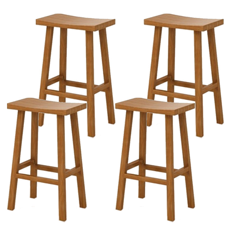Industrial Armless Counter High Stool Solid Wood Backless Bistro Pub Stool with 4 Legs Dark Wood 4 Piece Set Clearhalo 'Bar Furniture' 'Bar Stools' 'bar_stools' 'furn' 'furn_bar_stools' 'Furniture' 'Kitchen & Dining Furniture' 6186060