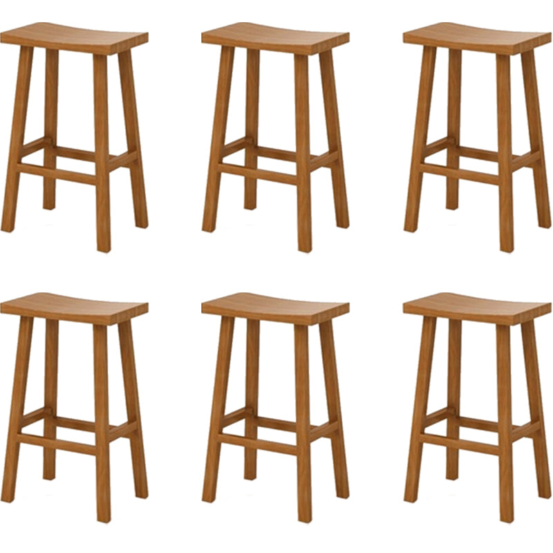 Industrial Armless Counter High Stool Solid Wood Backless Bistro Pub Stool with 4 Legs Dark Wood 6 Piece Set Clearhalo 'Bar Furniture' 'Bar Stools' 'bar_stools' 'furn' 'furn_bar_stools' 'Furniture' 'Kitchen & Dining Furniture' 6186063
