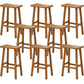 Industrial Armless Counter High Stool Solid Wood Backless Bistro Pub Stool with 4 Legs Dark Wood 8 Piece Set Clearhalo 'Bar Furniture' 'Bar Stools' 'bar_stools' 'furn' 'furn_bar_stools' 'Furniture' 'Kitchen & Dining Furniture' 6186065
