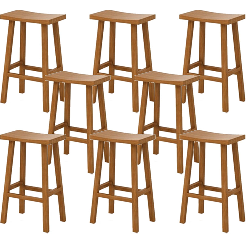 Industrial Armless Counter High Stool Solid Wood Backless Bistro Pub Stool with 4 Legs Dark Wood 8 Piece Set Clearhalo 'Bar Furniture' 'Bar Stools' 'bar_stools' 'furn' 'furn_bar_stools' 'Furniture' 'Kitchen & Dining Furniture' 6186065