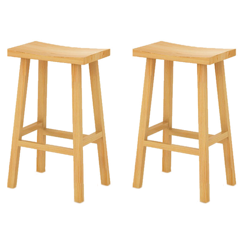 Industrial Armless Counter High Stool Solid Wood Backless Bistro Pub Stool with 4 Legs Natural 2 Piece Set Clearhalo 'Bar Furniture' 'Bar Stools' 'bar_stools' 'furn' 'furn_bar_stools' 'Furniture' 'Kitchen & Dining Furniture' 6186068