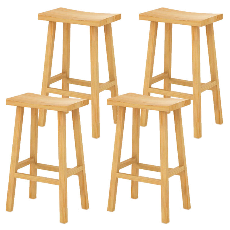 Industrial Armless Counter High Stool Solid Wood Backless Bistro Pub Stool with 4 Legs Natural 4 Piece Set Clearhalo 'Bar Furniture' 'Bar Stools' 'bar_stools' 'furn' 'furn_bar_stools' 'Furniture' 'Kitchen & Dining Furniture' 6186070