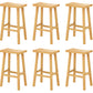 Industrial Armless Counter High Stool Solid Wood Backless Bistro Pub Stool with 4 Legs Natural 6 Piece Set Clearhalo 'Bar Furniture' 'Bar Stools' 'bar_stools' 'furn' 'furn_bar_stools' 'Furniture' 'Kitchen & Dining Furniture' 6186072