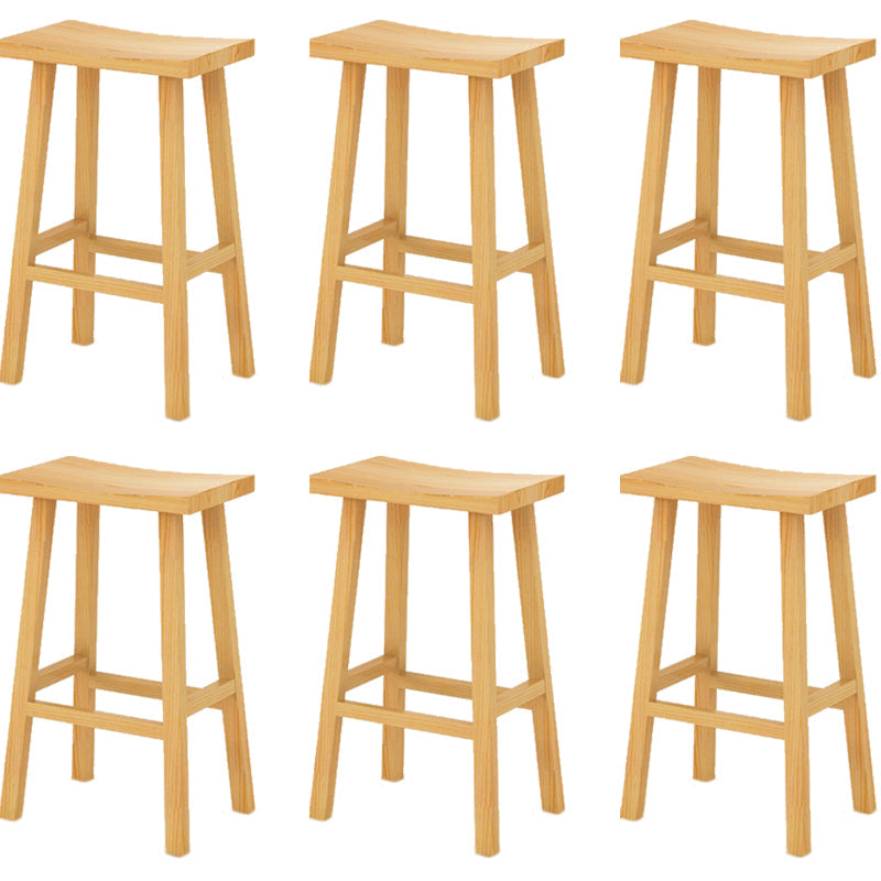 Industrial Armless Counter High Stool Solid Wood Backless Bistro Pub Stool with 4 Legs Natural 6 Piece Set Clearhalo 'Bar Furniture' 'Bar Stools' 'bar_stools' 'furn' 'furn_bar_stools' 'Furniture' 'Kitchen & Dining Furniture' 6186072