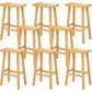Industrial Armless Counter High Stool Solid Wood Backless Bistro Pub Stool with 4 Legs Natural 8 Piece Set Clearhalo 'Bar Furniture' 'Bar Stools' 'bar_stools' 'furn' 'furn_bar_stools' 'Furniture' 'Kitchen & Dining Furniture' 6186074