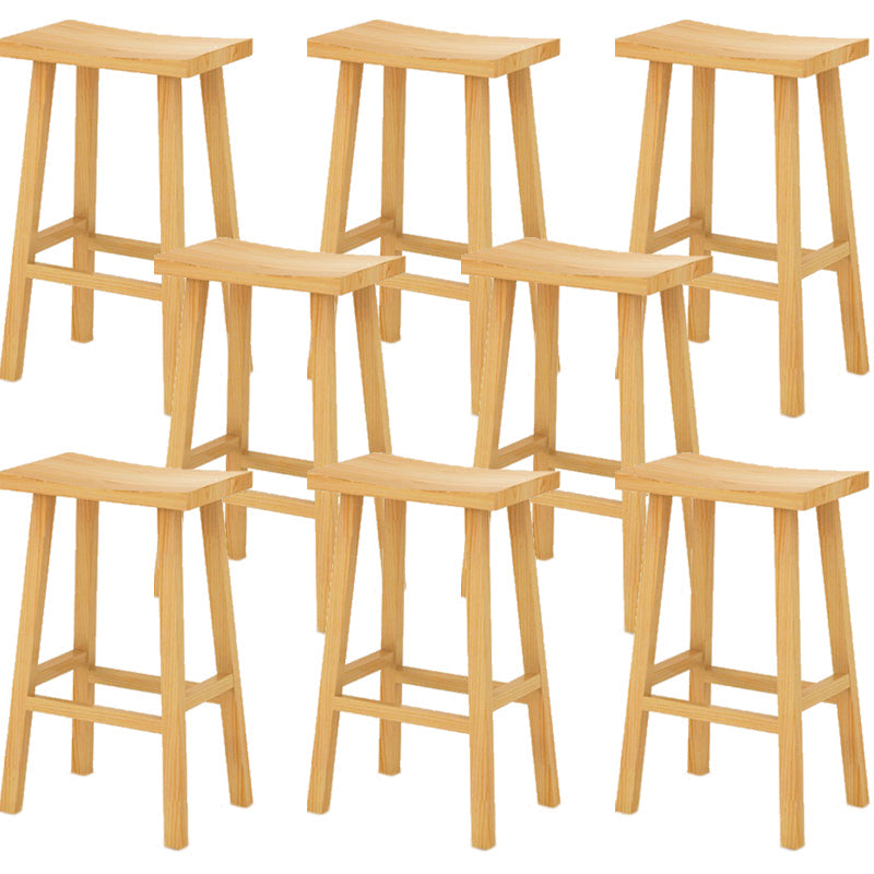 Industrial Armless Counter High Stool Solid Wood Backless Bistro Pub Stool with 4 Legs Natural 8 Piece Set Clearhalo 'Bar Furniture' 'Bar Stools' 'bar_stools' 'furn' 'furn_bar_stools' 'Furniture' 'Kitchen & Dining Furniture' 6186074