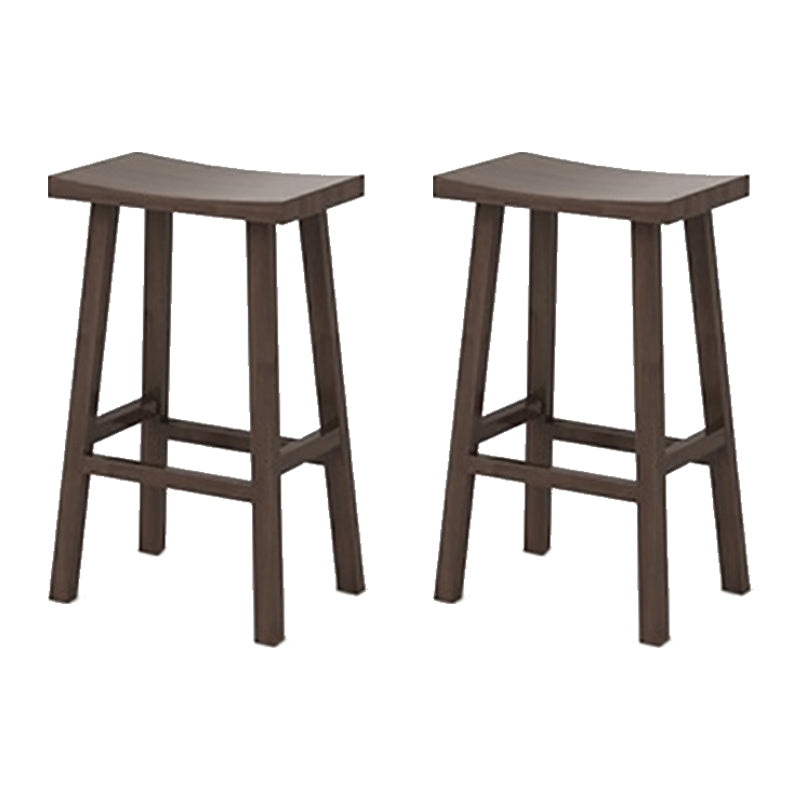 Industrial Armless Counter High Stool Solid Wood Backless Bistro Pub Stool with 4 Legs Walnut 2 Piece Set Clearhalo 'Bar Furniture' 'Bar Stools' 'bar_stools' 'furn' 'furn_bar_stools' 'Furniture' 'Kitchen & Dining Furniture' 6186076