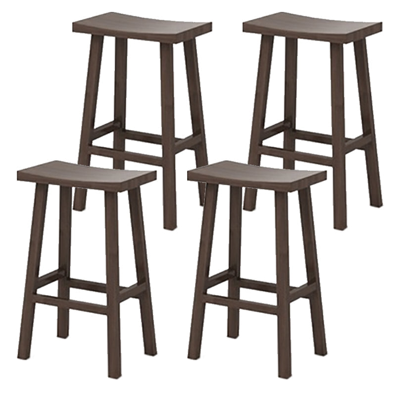 Industrial Armless Counter High Stool Solid Wood Backless Bistro Pub Stool with 4 Legs Walnut 4 Piece Set Clearhalo 'Bar Furniture' 'Bar Stools' 'bar_stools' 'furn' 'furn_bar_stools' 'Furniture' 'Kitchen & Dining Furniture' 6186077