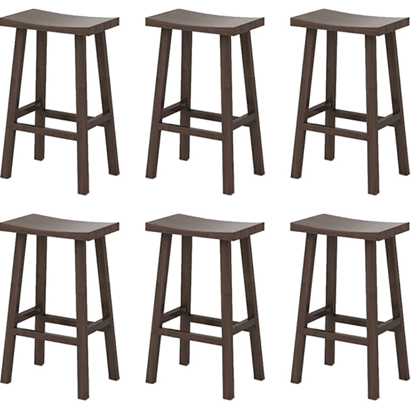 Industrial Armless Counter High Stool Solid Wood Backless Bistro Pub Stool with 4 Legs Walnut 6 Piece Set Clearhalo 'Bar Furniture' 'Bar Stools' 'bar_stools' 'furn' 'furn_bar_stools' 'Furniture' 'Kitchen & Dining Furniture' 6186078