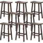 Industrial Armless Counter High Stool Solid Wood Backless Bistro Pub Stool with 4 Legs Walnut 8 Piece Set Clearhalo 'Bar Furniture' 'Bar Stools' 'bar_stools' 'furn' 'furn_bar_stools' 'Furniture' 'Kitchen & Dining Furniture' 6186079