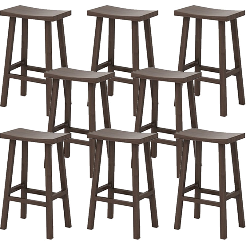 Industrial Armless Counter High Stool Solid Wood Backless Bistro Pub Stool with 4 Legs Walnut 8 Piece Set Clearhalo 'Bar Furniture' 'Bar Stools' 'bar_stools' 'furn' 'furn_bar_stools' 'Furniture' 'Kitchen & Dining Furniture' 6186079