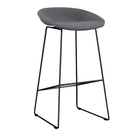 Metal Bar Stool Modern Style Low Back Armless Counter Stool for Home Use Grey 1 Piece