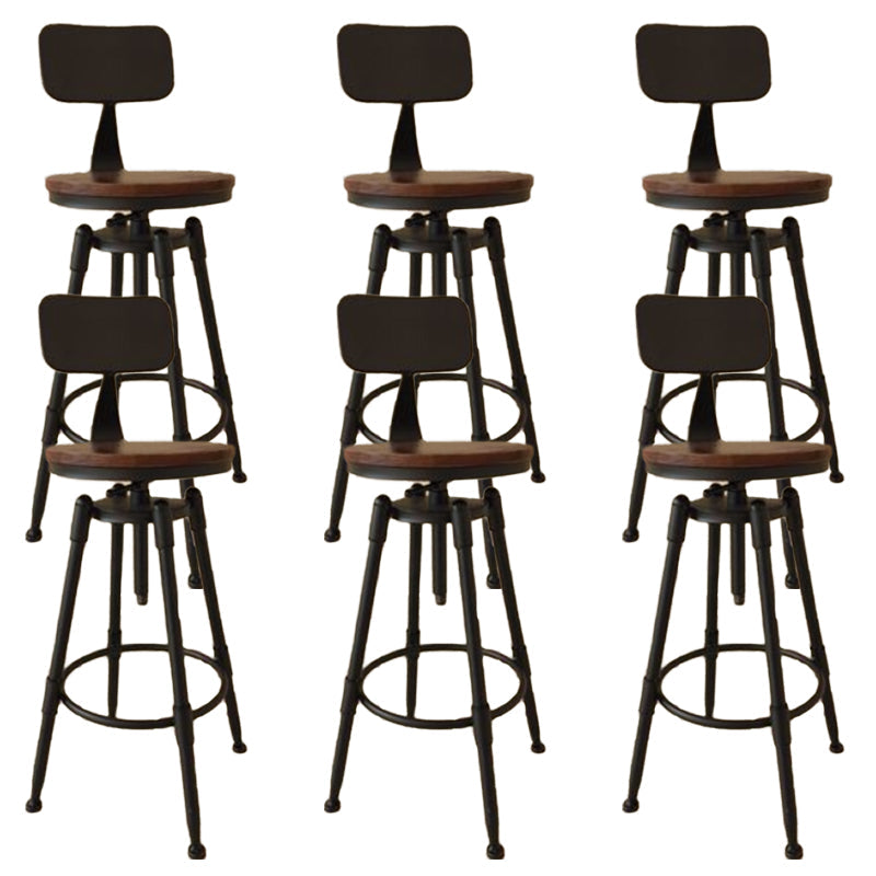 Industrial Armless Liftable Counter Stool Iron Cafe Bar Stool with Pedal