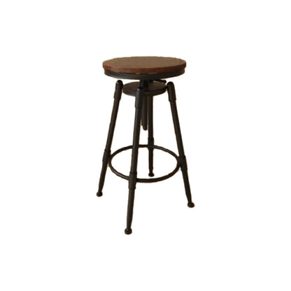 Industrial Armless Liftable Counter Stool Iron Cafe Bar Stool with Pedal