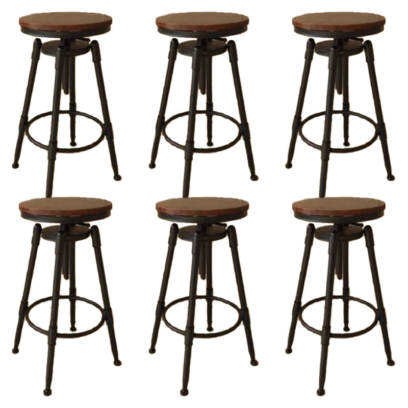 Industrial Armless Liftable Counter Stool Iron Cafe Bar Stool with Pedal