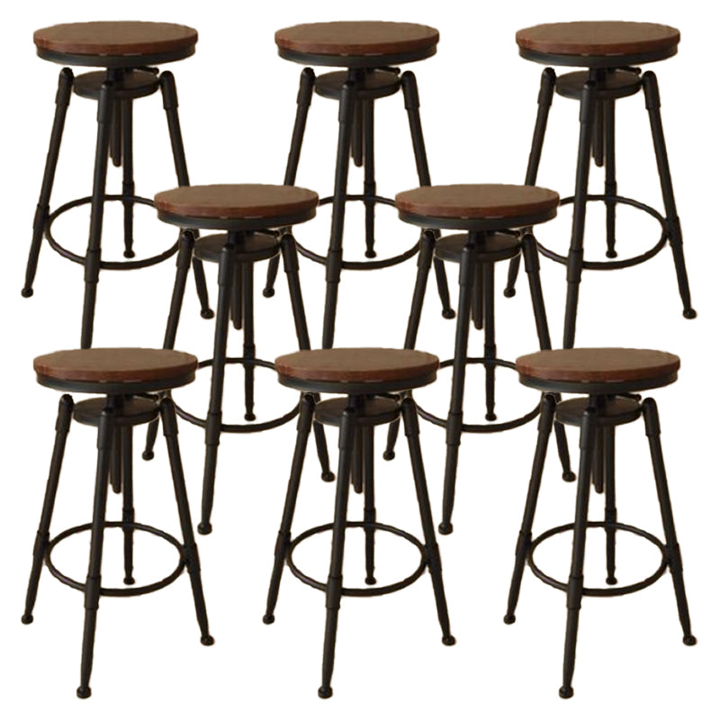 Industrial Armless Liftable Counter Stool Iron Cafe Bar Stool with Pedal